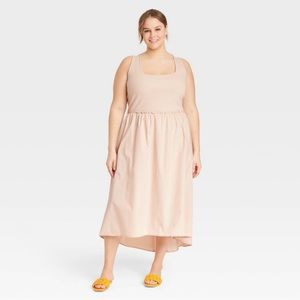 women’s plus sleeveless ballet dress - taupe